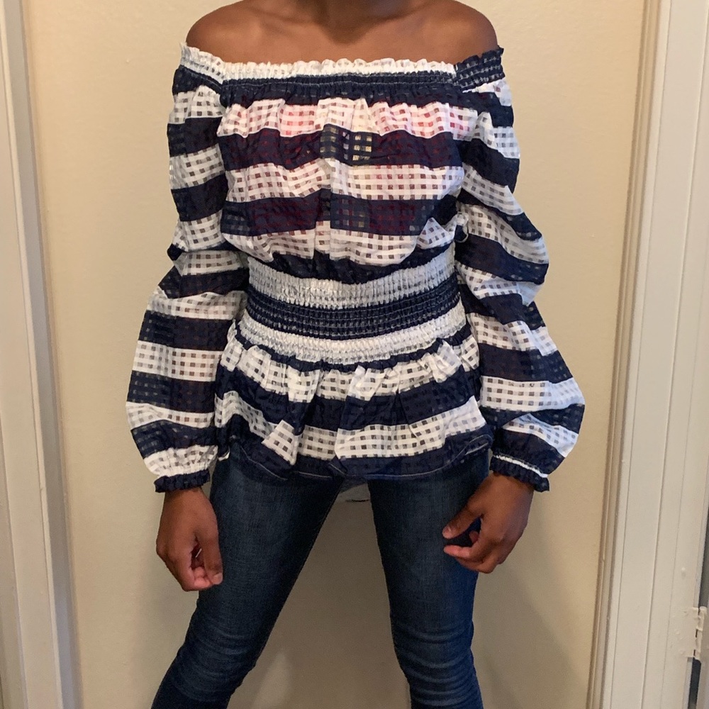 Hi-lo Sheer Peplum Blouse